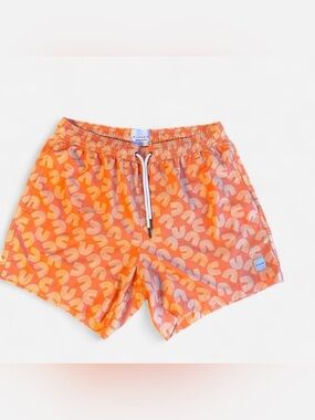 ALLFENIX Men’s Swim Trunks Shorts Peach Rainbow Print Size Large Beachwear